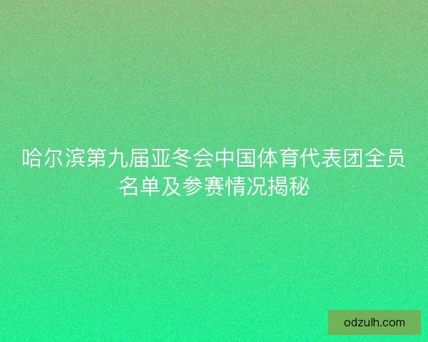哈尔滨第九届亚冬会中国体育代表团全员名单及参赛情况揭秘