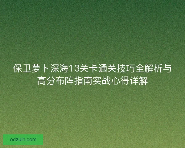保卫萝卜深海13关卡通关技巧全解析与高分布阵指南实战心得详解